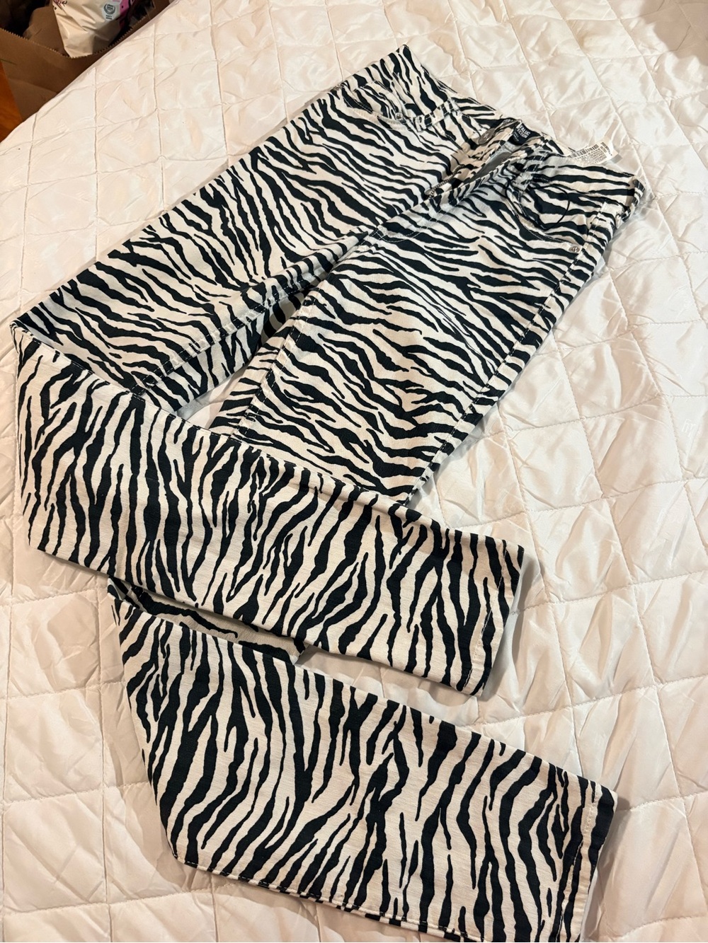 Zara Black & White Zebra Print Jeans
